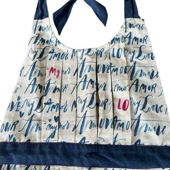 Anthropologie Linea Carta Language of Love Pleated Apron Cotton Linen Amour NWT - Picture 6 of 14